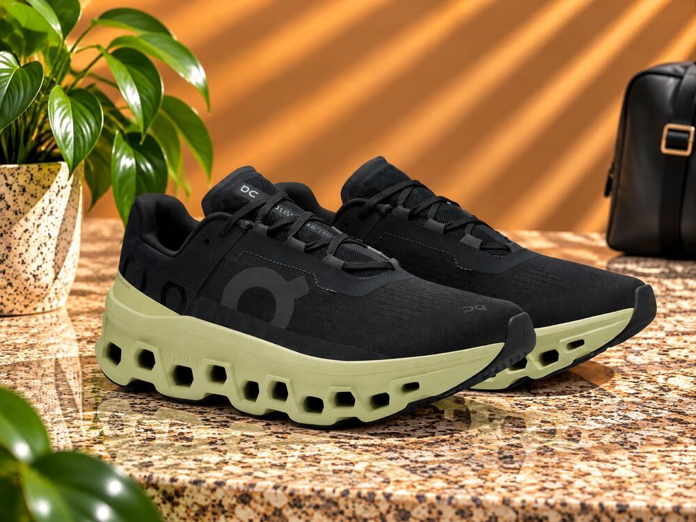 NWT On Mens, Cloudmonster Black/Acacia 11.5 Medium